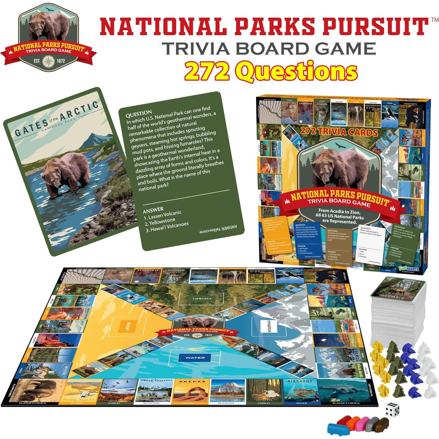 Juego de mesa de trivia Funwares Parques Nacionales 275 preguntas