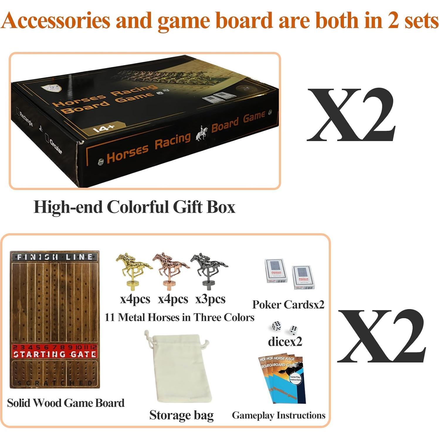 Juego de Mesa Carreras de Caballos Metal 2 Pack Edición Lujo