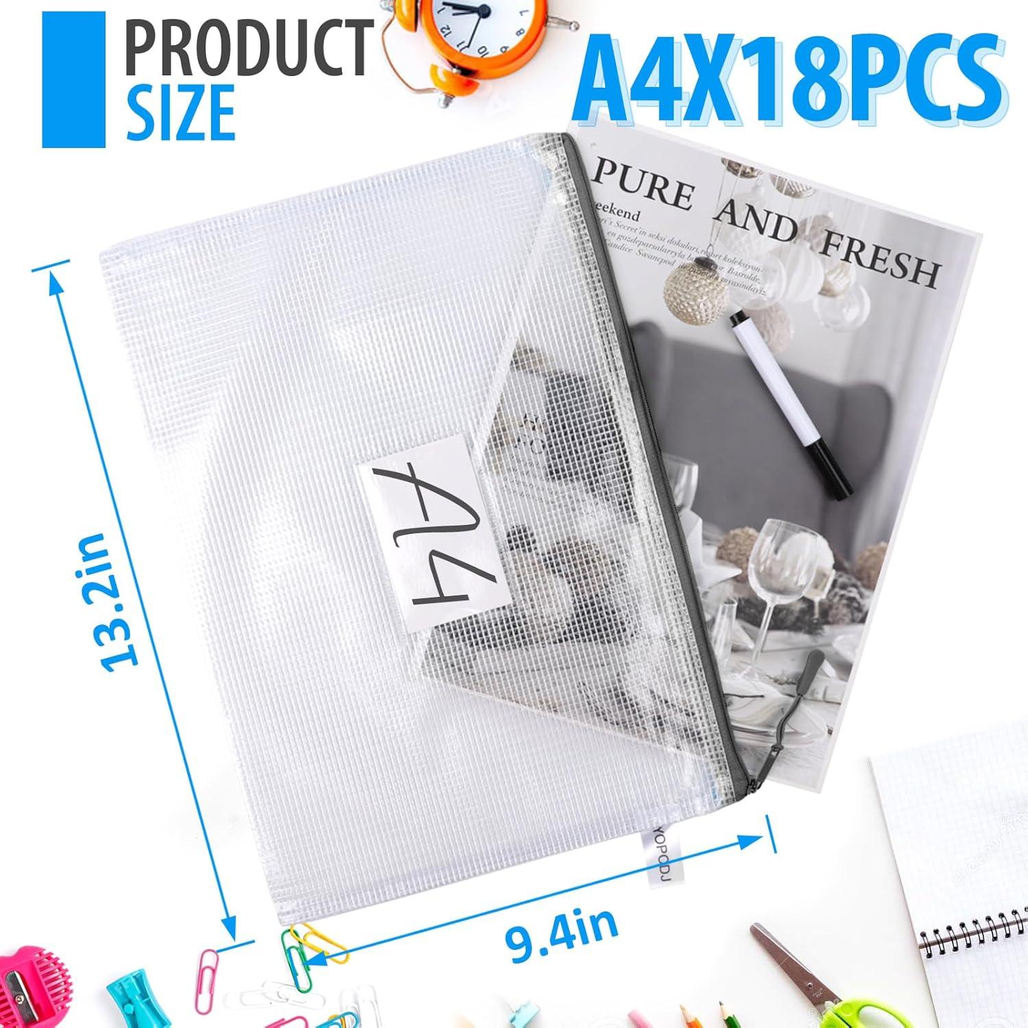 18 Bolsas de Cremallera A4 YOPCDJ Semitransparentes