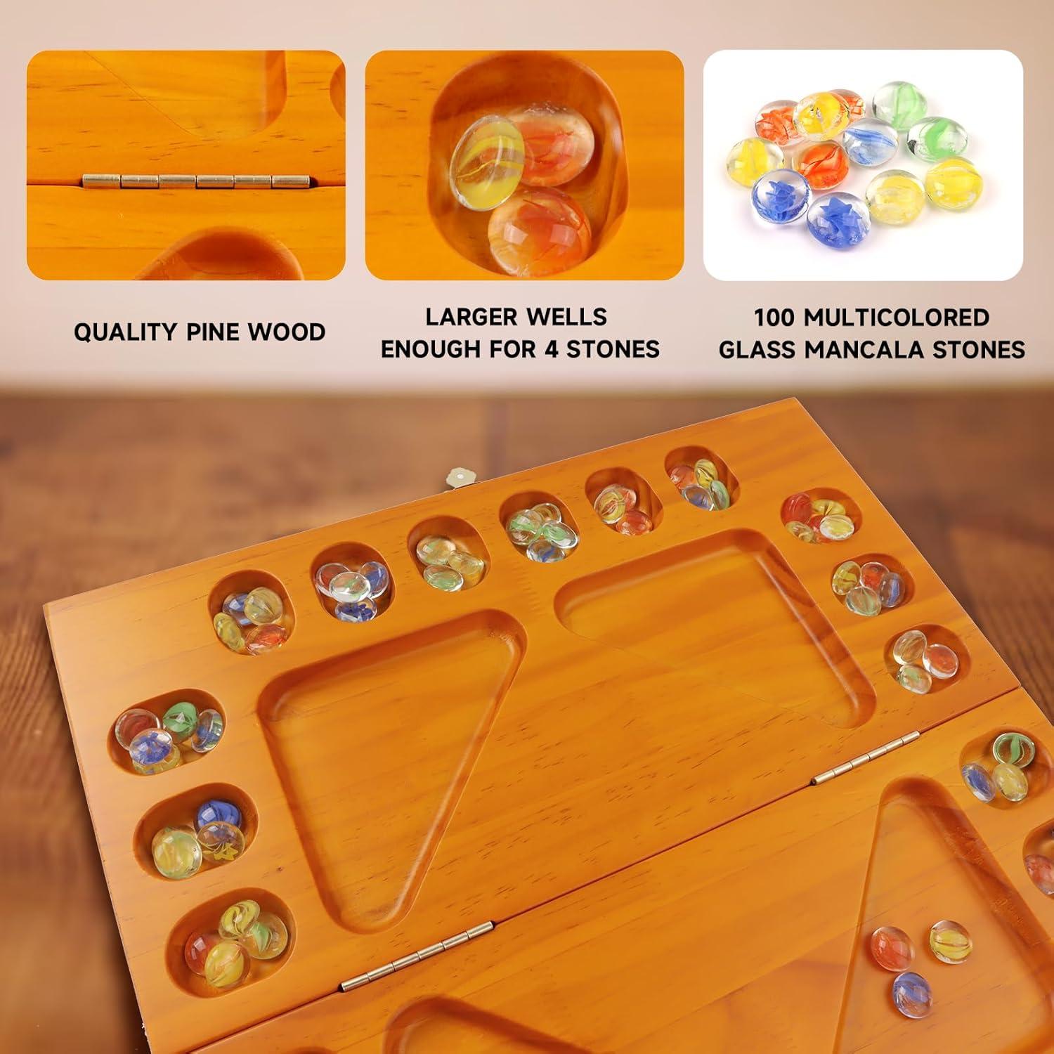 Juego de Mesa Mancala GSE Roble Plegable para 4 Jugadores