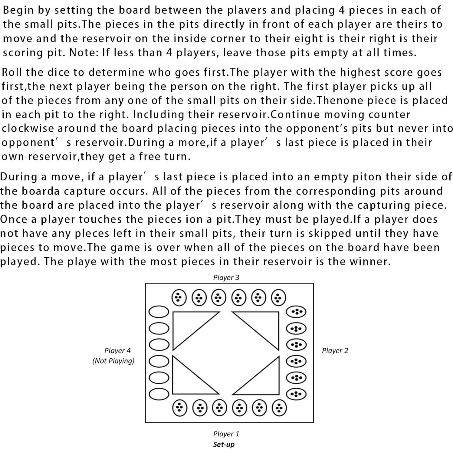 Juego de Mesa Mancala GSE Roble Plegable para 4 Jugadores