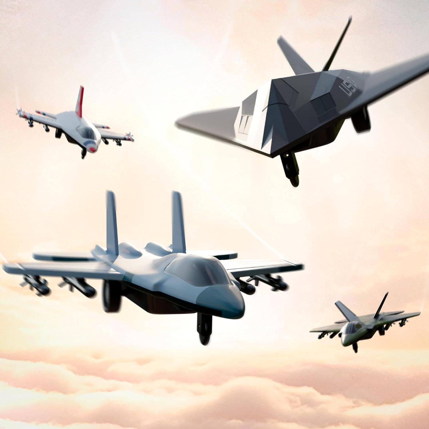 Juego de 4 Jets de Combate Lollipop - Aviones de Metal