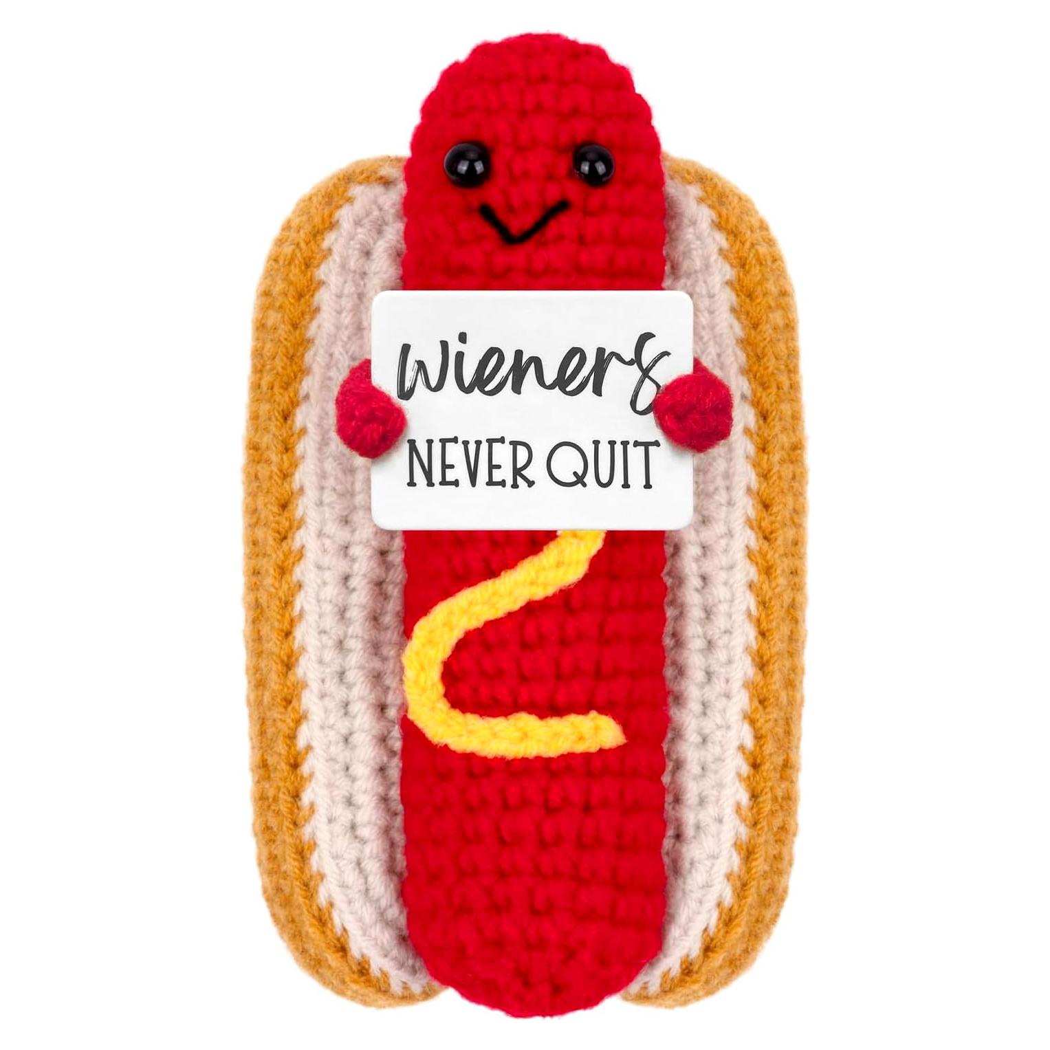 Perro Caliente de Crochet A_AIFAMY con Mensaje Positivo