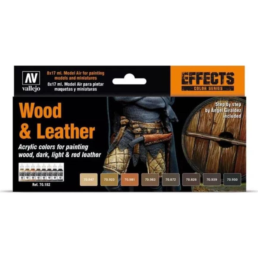 Set de Pinturas Acrílicas Vallejo Madera y Cuero 8 Colores