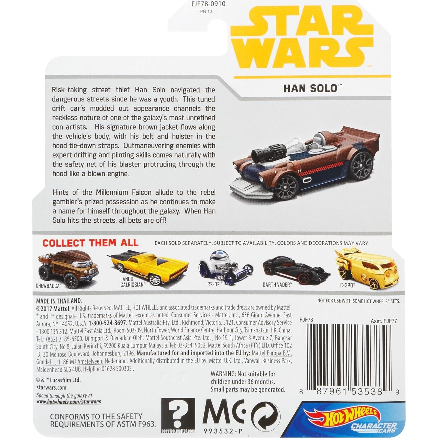 Hot Wheels Star Wars Han Solo Vehículo a Escala 1:64