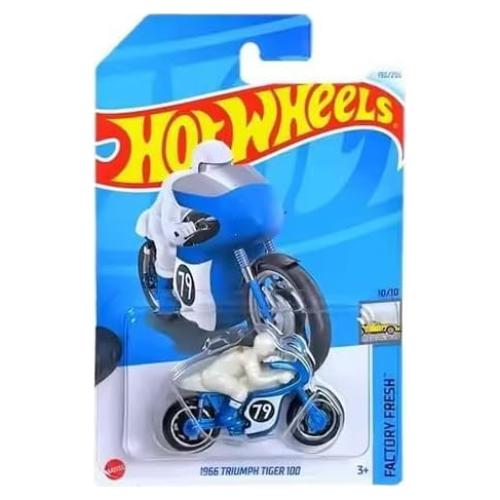 Motocicleta Hot Wheels 1966 Triumph Tiger 100 Escala 1:64 Azul