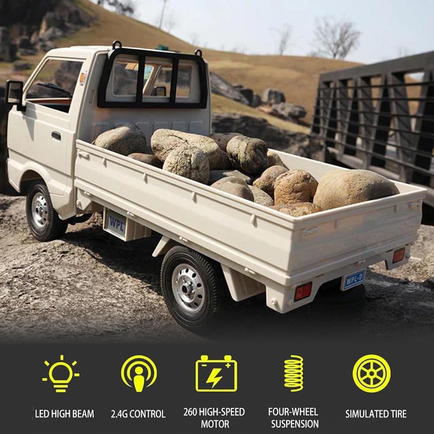 Camión Pickup RC WPL D12 1/10 Control Preciso 20 km/h