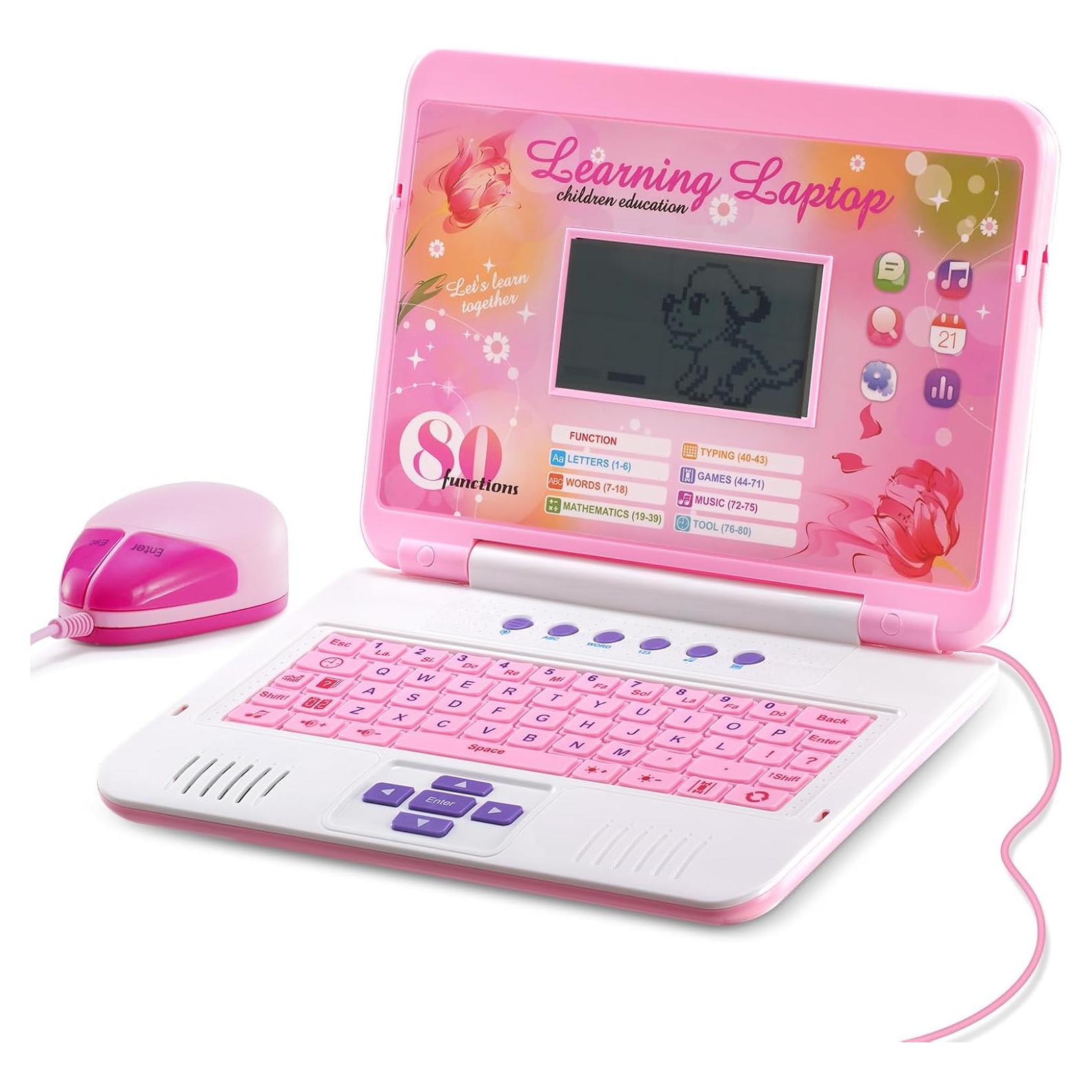 Laptop Educativa LESHITIAN Rosa para Niños 5-10 Años