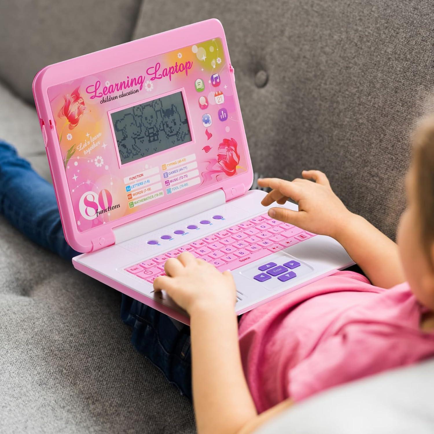 Laptop Educativa LESHITIAN Rosa para Niños 5-10 Años