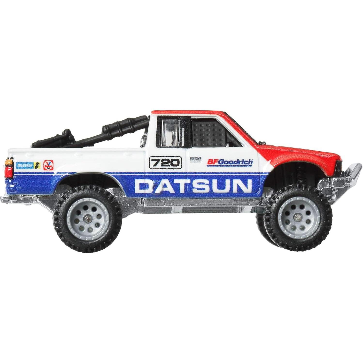 Premium Car Culture Collectible Toy Car, 1:64 Scale Die-Cast Datsun King Cab Baja Custom, Terra Trek Vehicle with Real Riders Tires