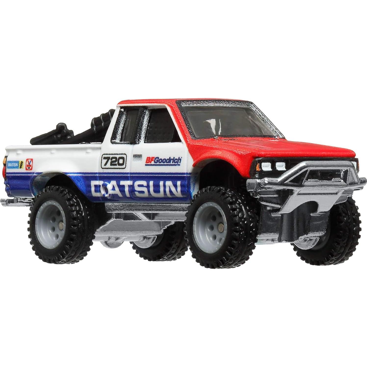 Premium Car Culture Collectible Toy Car, 1:64 Scale Die-Cast Datsun King Cab Baja Custom, Terra Trek Vehicle with Real Riders Tires