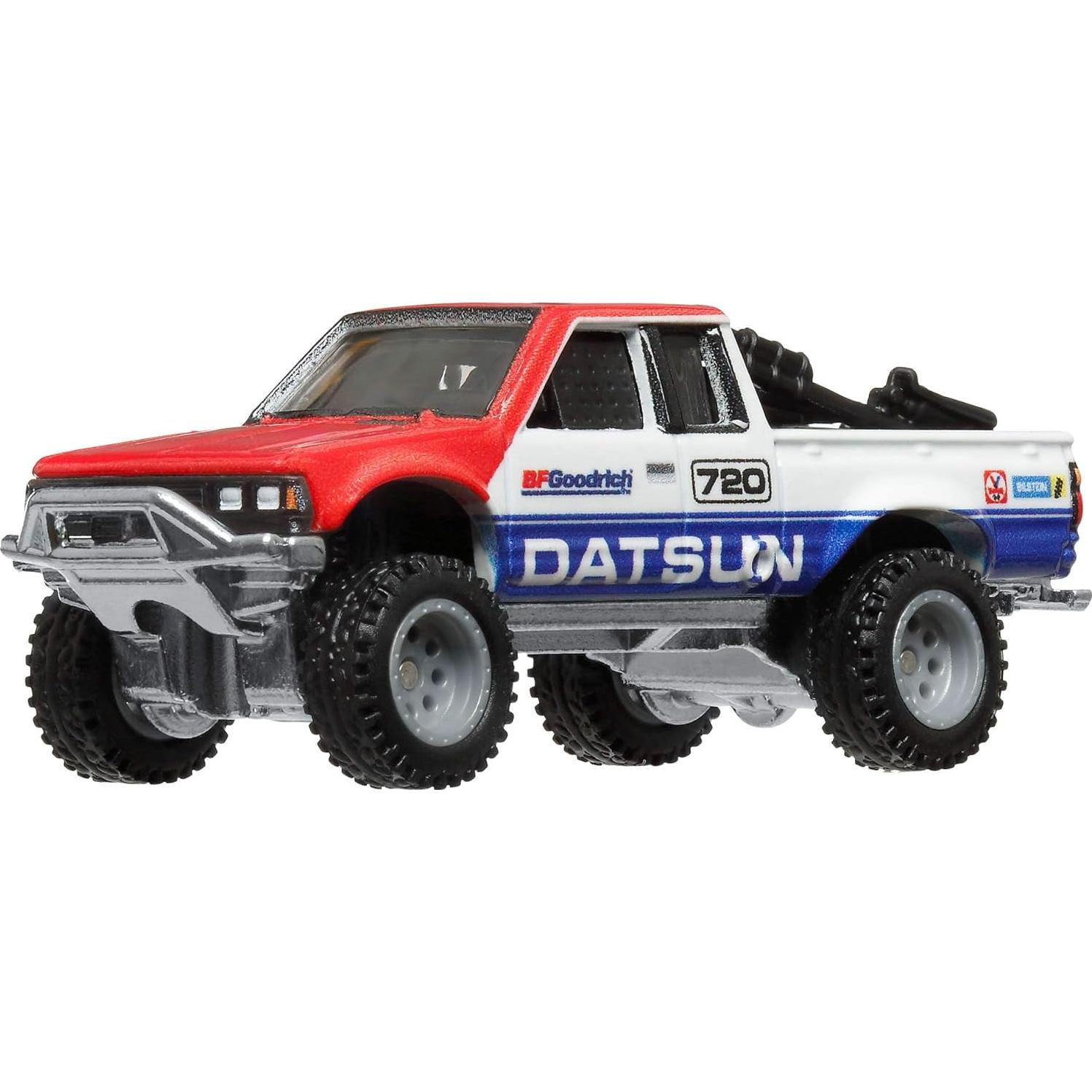 Premium Car Culture Collectible Toy Car, 1:64 Scale Die-Cast Datsun King Cab Baja Custom, Terra Trek Vehicle with Real Riders Tires