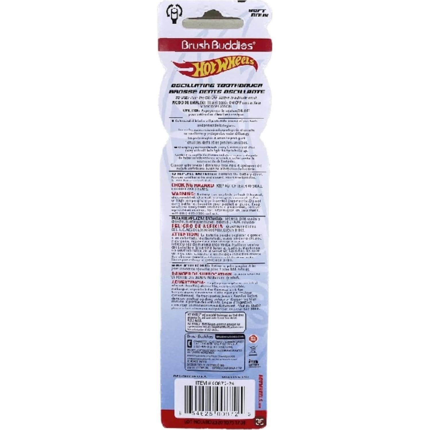 Cepillo de dientes eléctrico Brush Buddies Hot Wheels 1 unidad