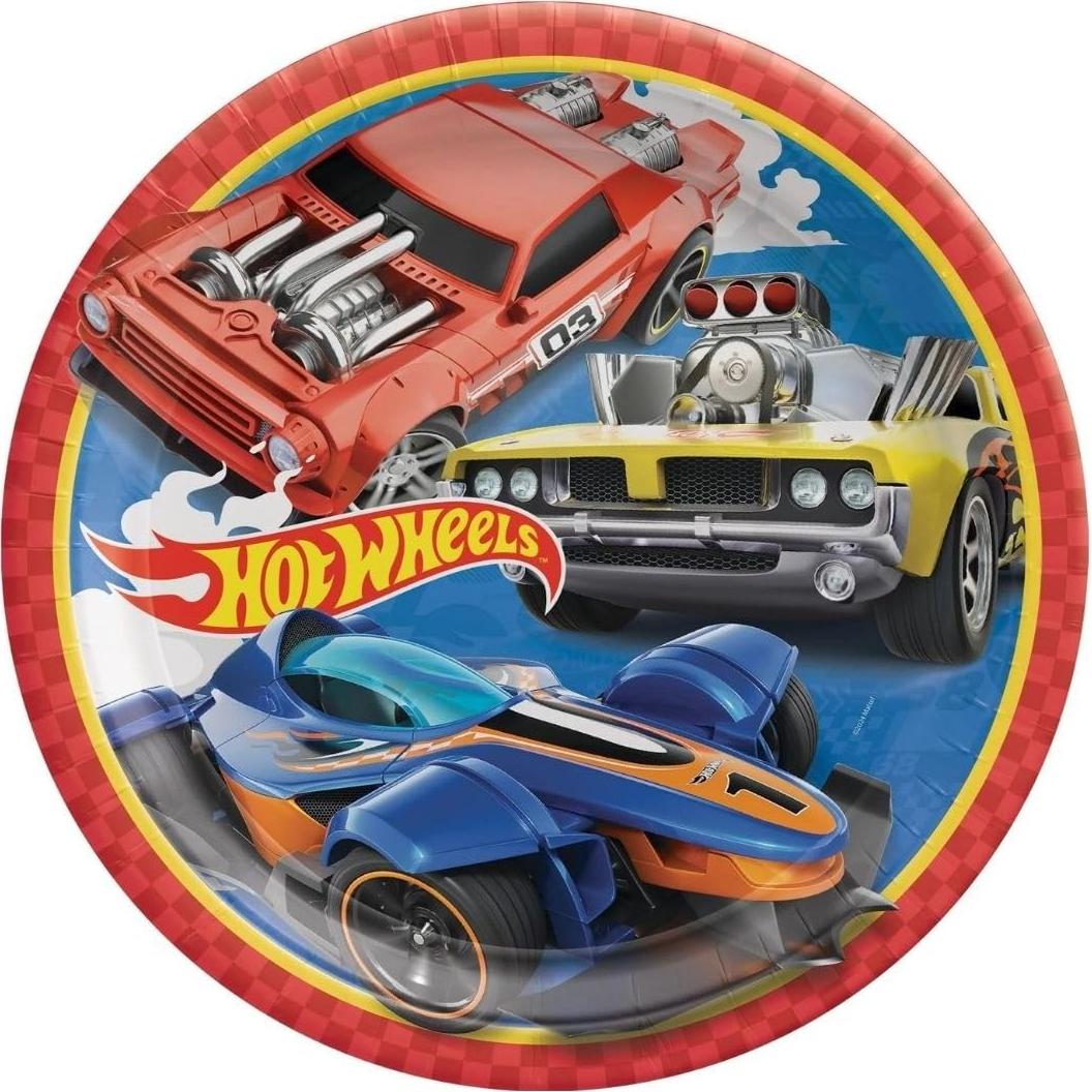 Platos de Papel Redondos Amscan Hot Wheels Multicolor 8 Pzas