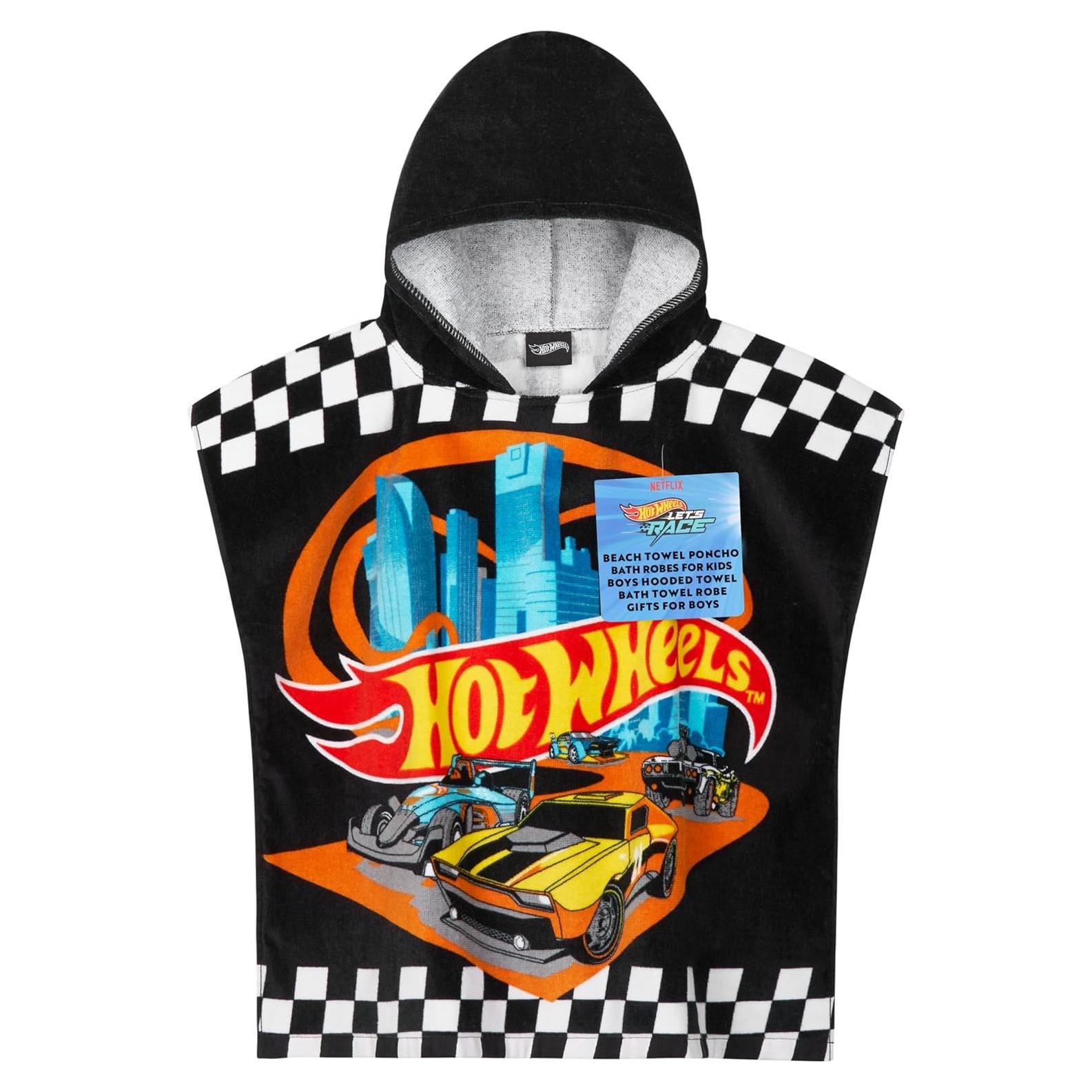 Toalla Poncho Hot Wheels para Niños 4-9 Años Algodón