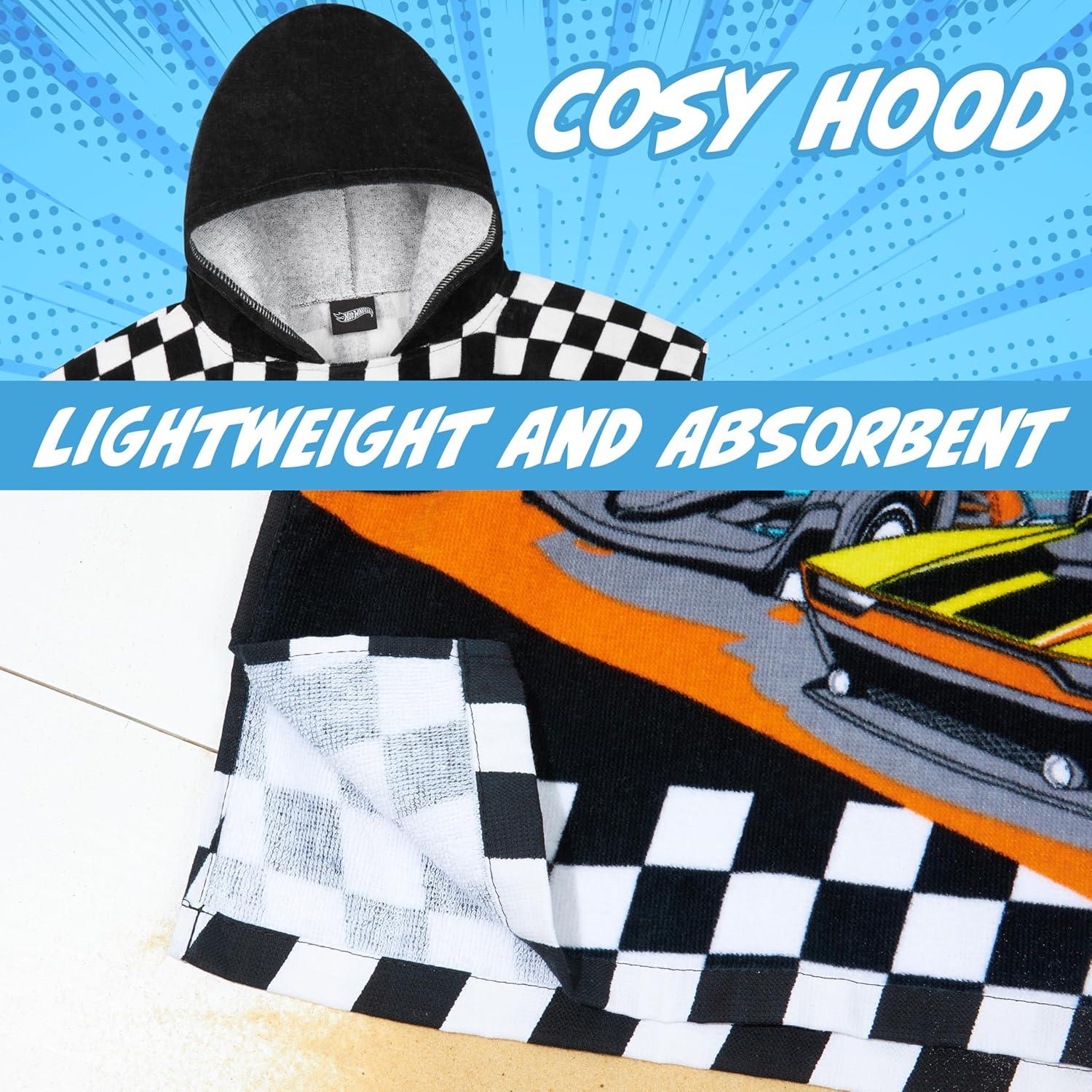 Toalla Poncho Hot Wheels para Niños 4-9 Años Algodón