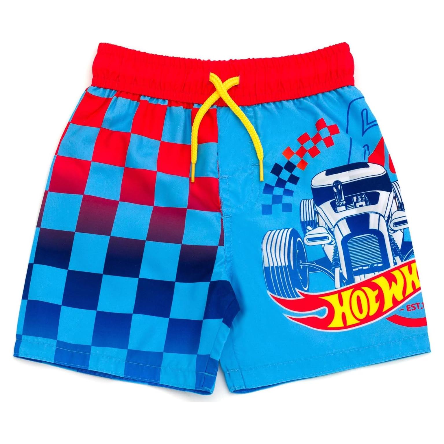 Hot Wheels UPF 50+ Swim Trunks Toddler to Little Kid Sizes (3T - 7-8)