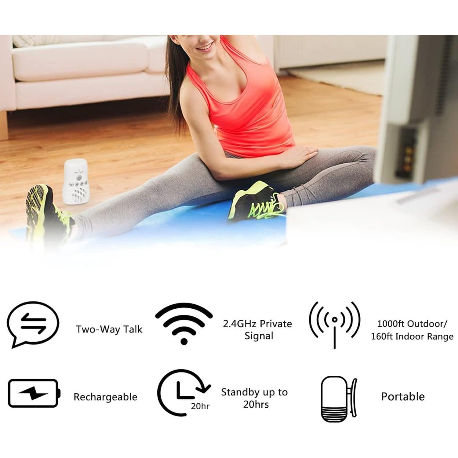 Monitor de Bebé de Audio ASHATA DBM 8 con Intercomunicador