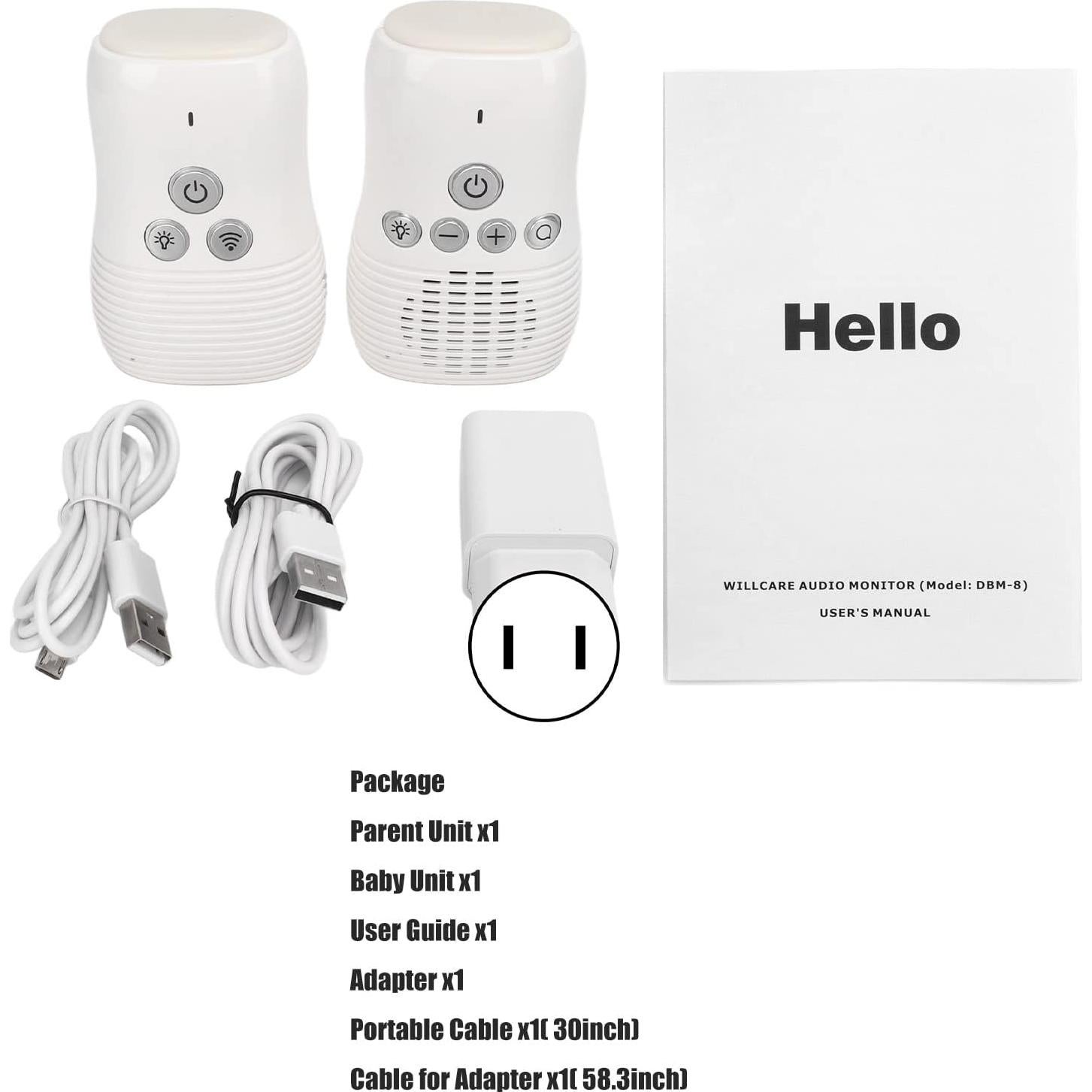 Monitor de Bebé de Audio ASHATA DBM 8 con Intercomunicador