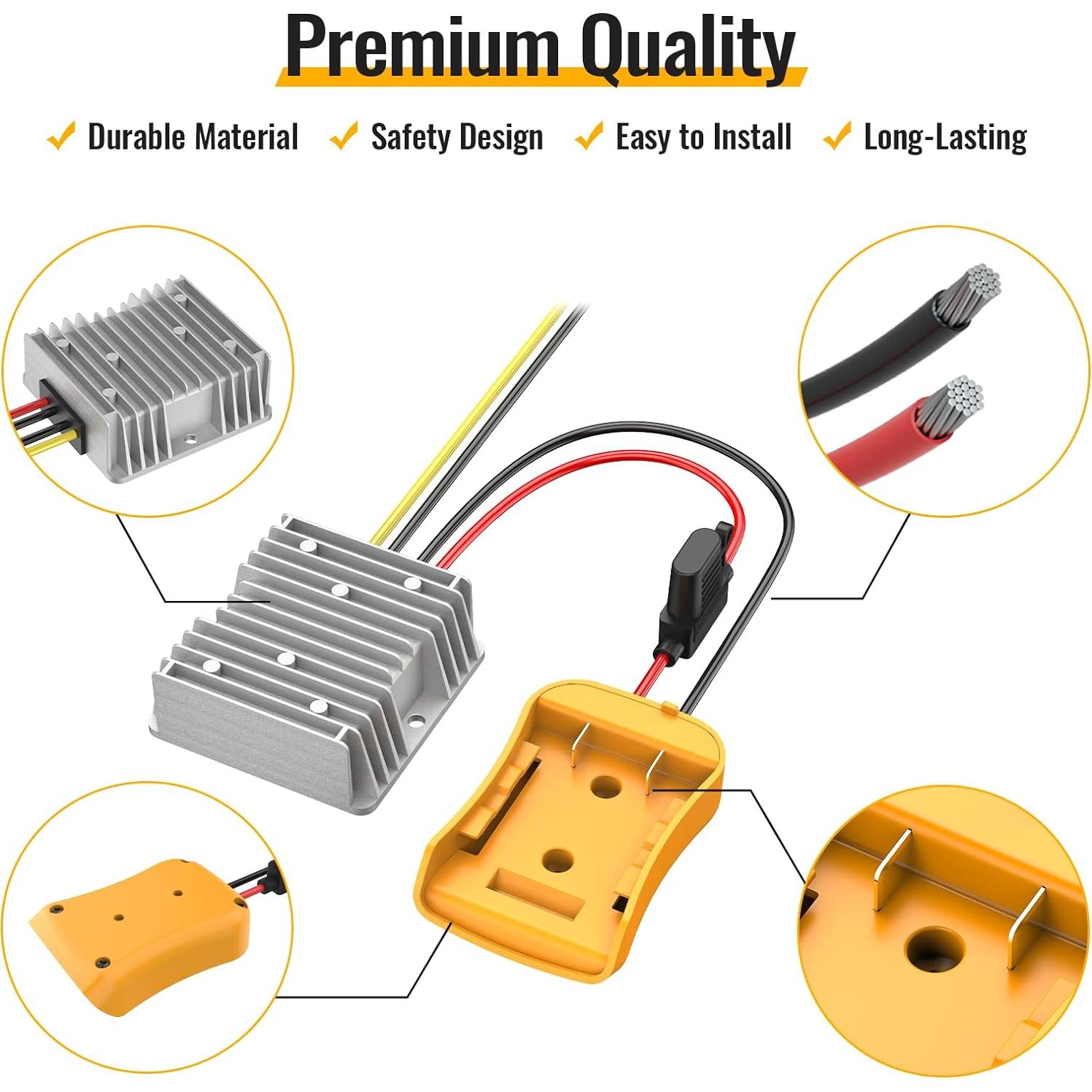 Convertidor de Voltaje Kzreect 20V a 12V 20A para Baterías