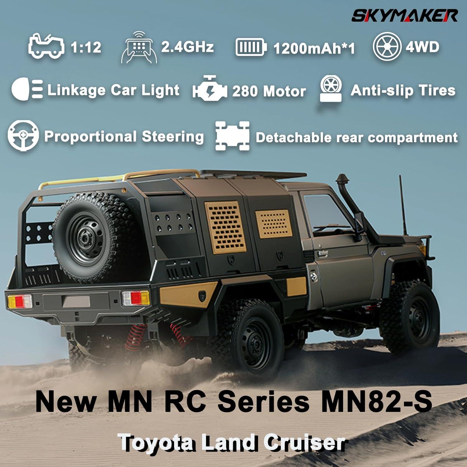 Camioneta RC MN82S 1:12 4WD Escalada 1200mAh Plata