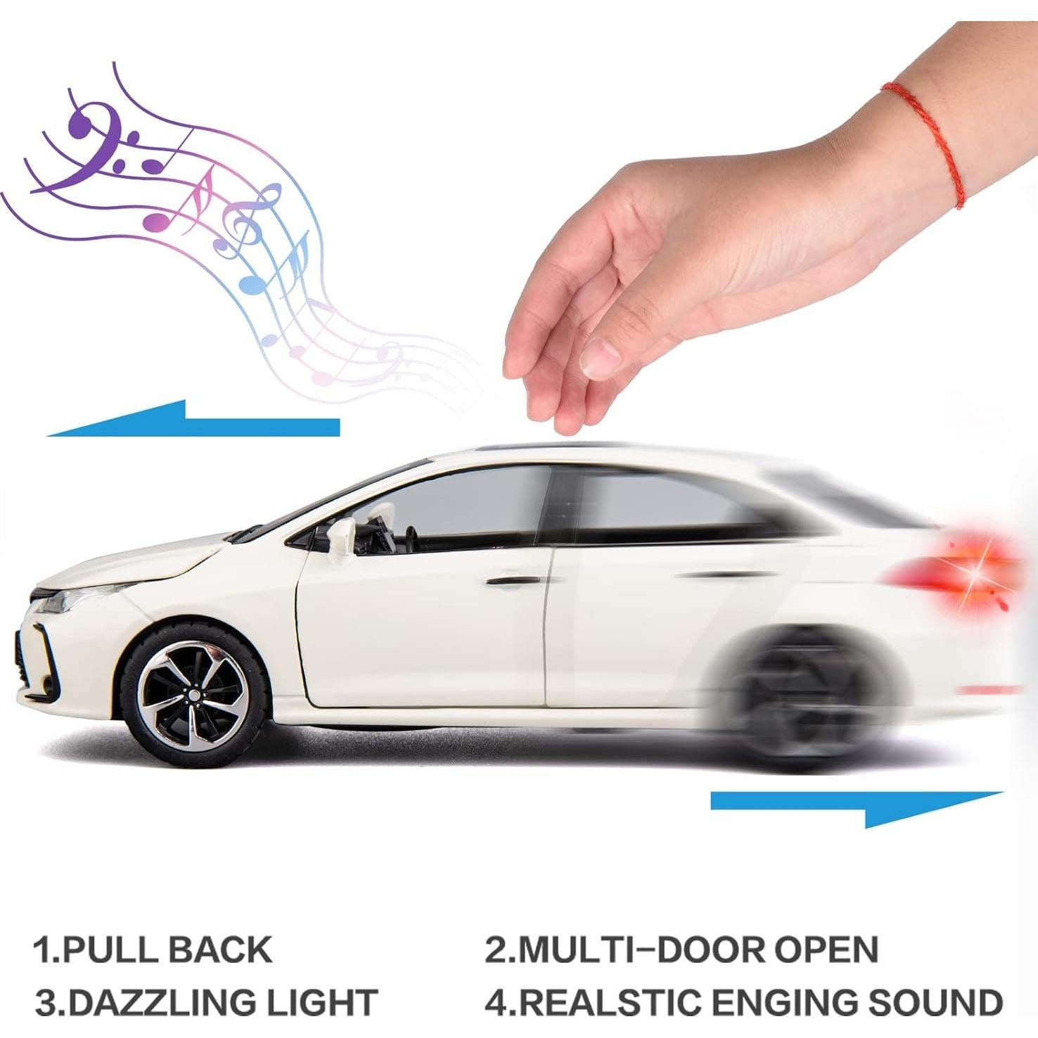 Coche de Juguete BDTCTK Corolla 1:32 Blanco con Sonido y Luz