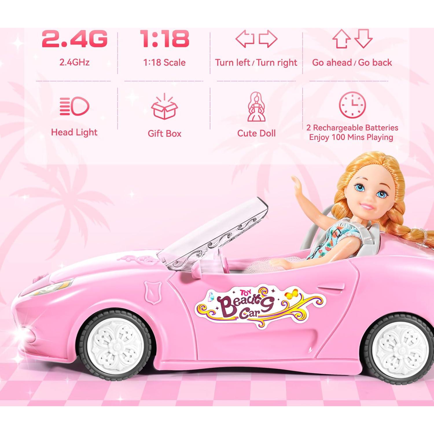 Coche RC Rosa HapKid 1:18 con Luz LED y 100 Min de Juego