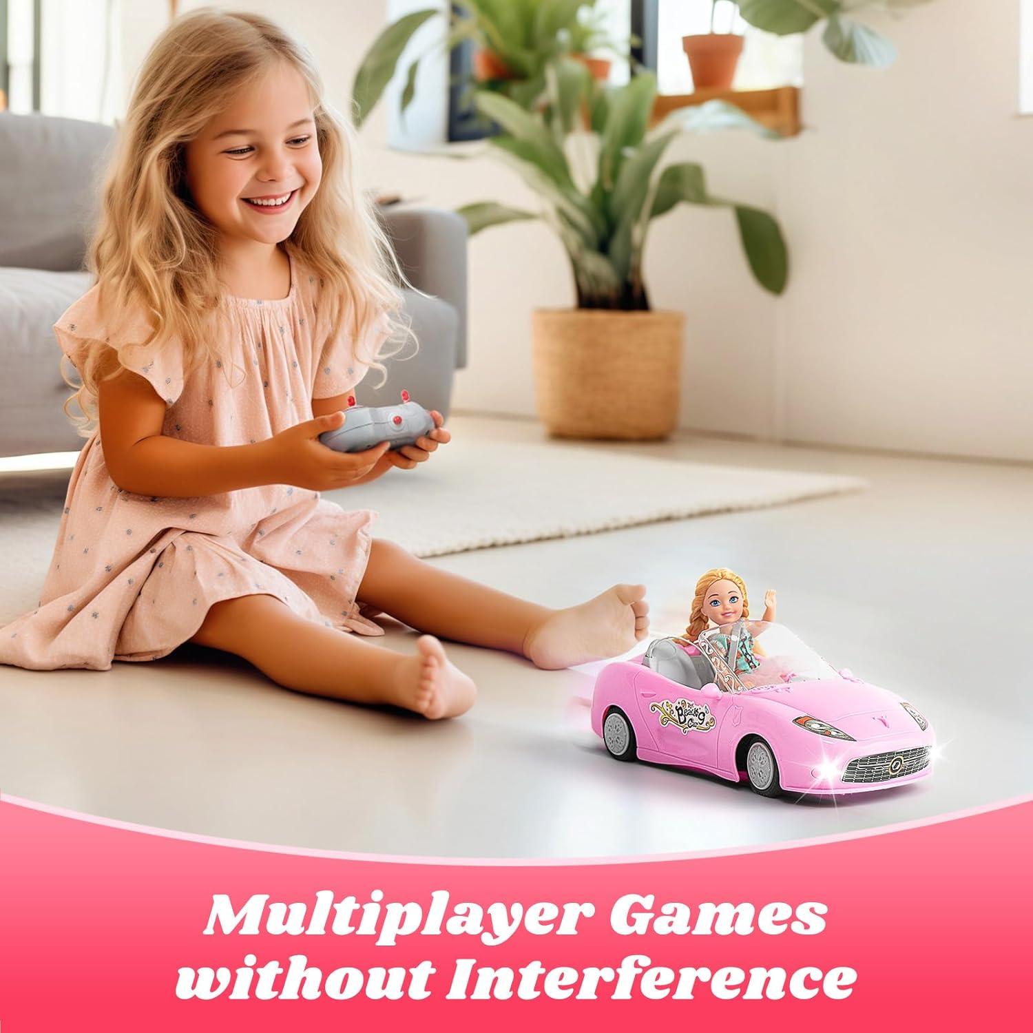 Coche RC Rosa HapKid 1:18 con Luz LED y 100 Min de Juego