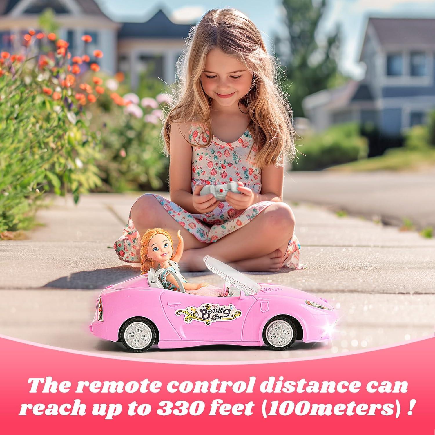 Coche RC Rosa HapKid 1:18 con Luz LED y 100 Min de Juego