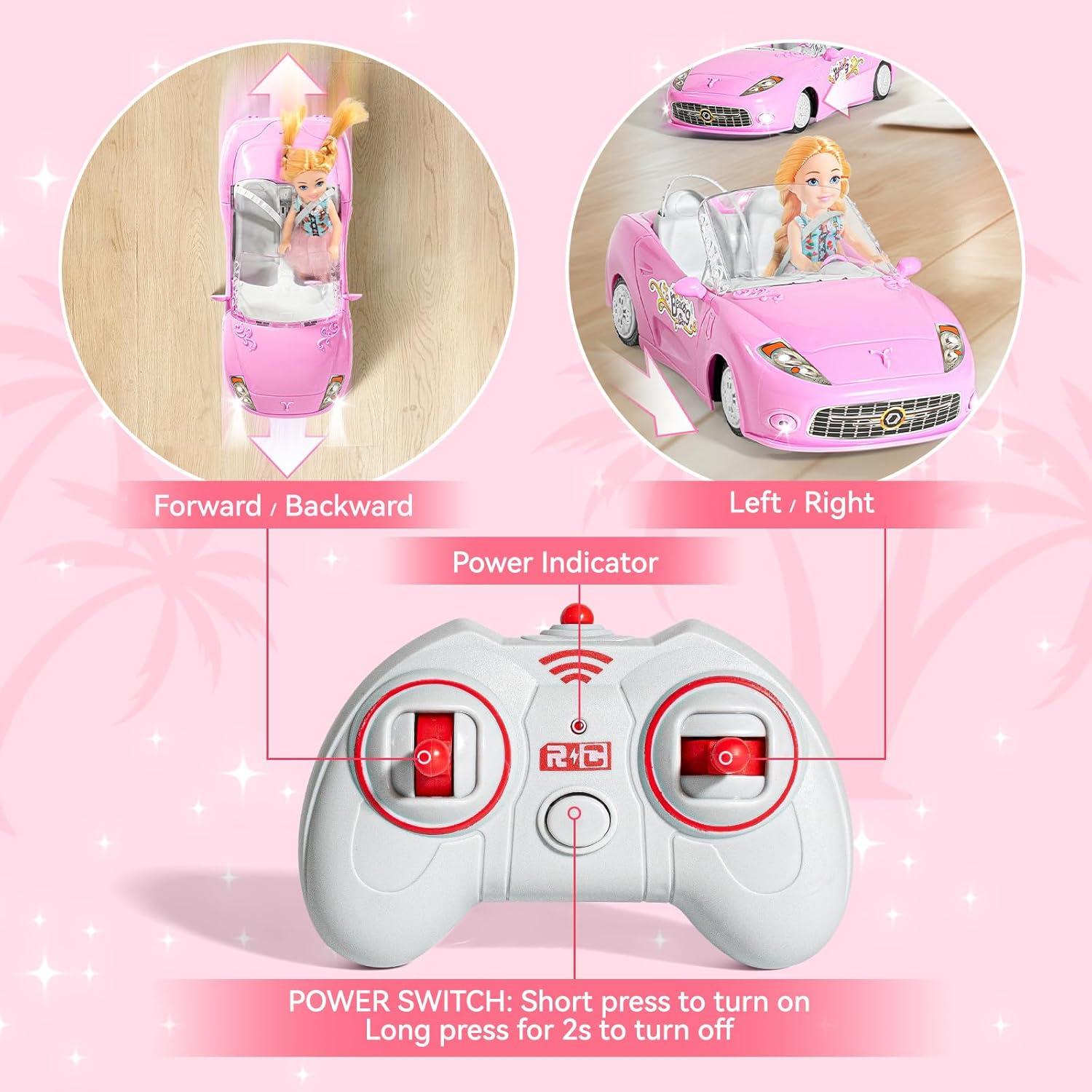 Coche RC Rosa HapKid 1:18 con Luz LED y 100 Min de Juego