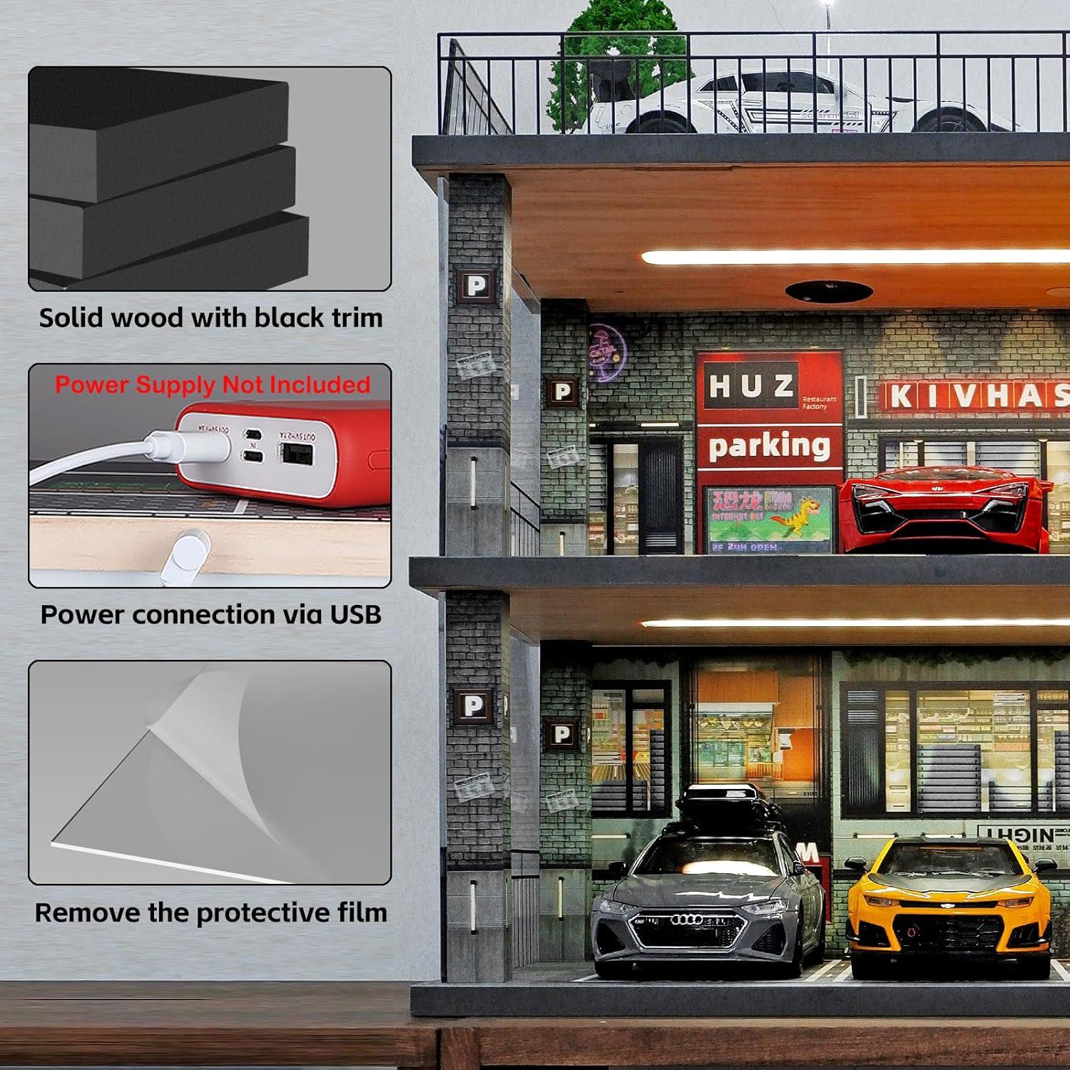 Gabinete de exhibición Kivcmds 1:24 con luces LED y acrílico