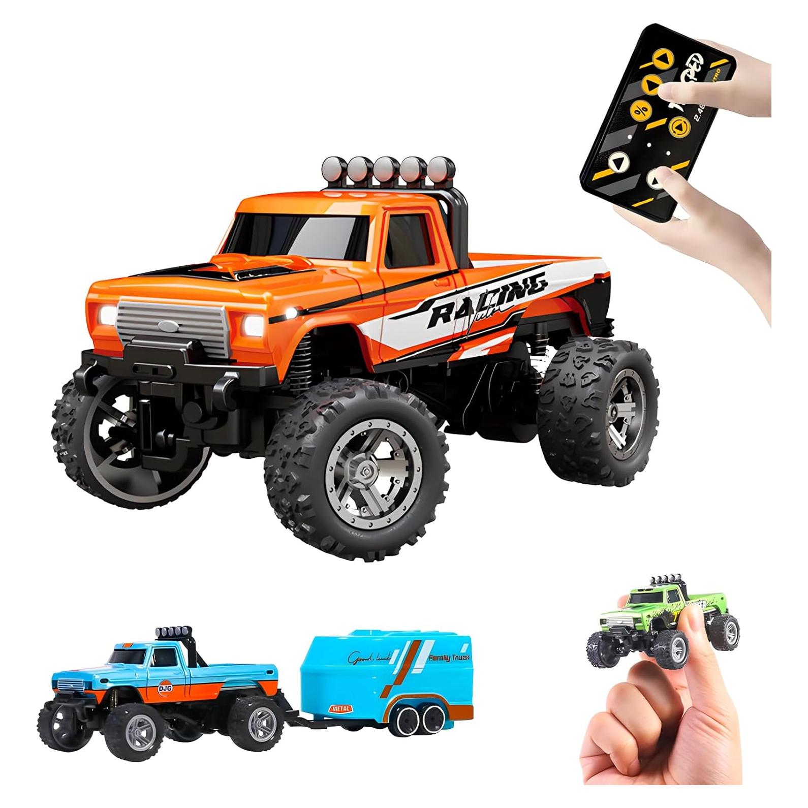 Camión RC Monster Naranja 1:64 Control Remoto 2.4G