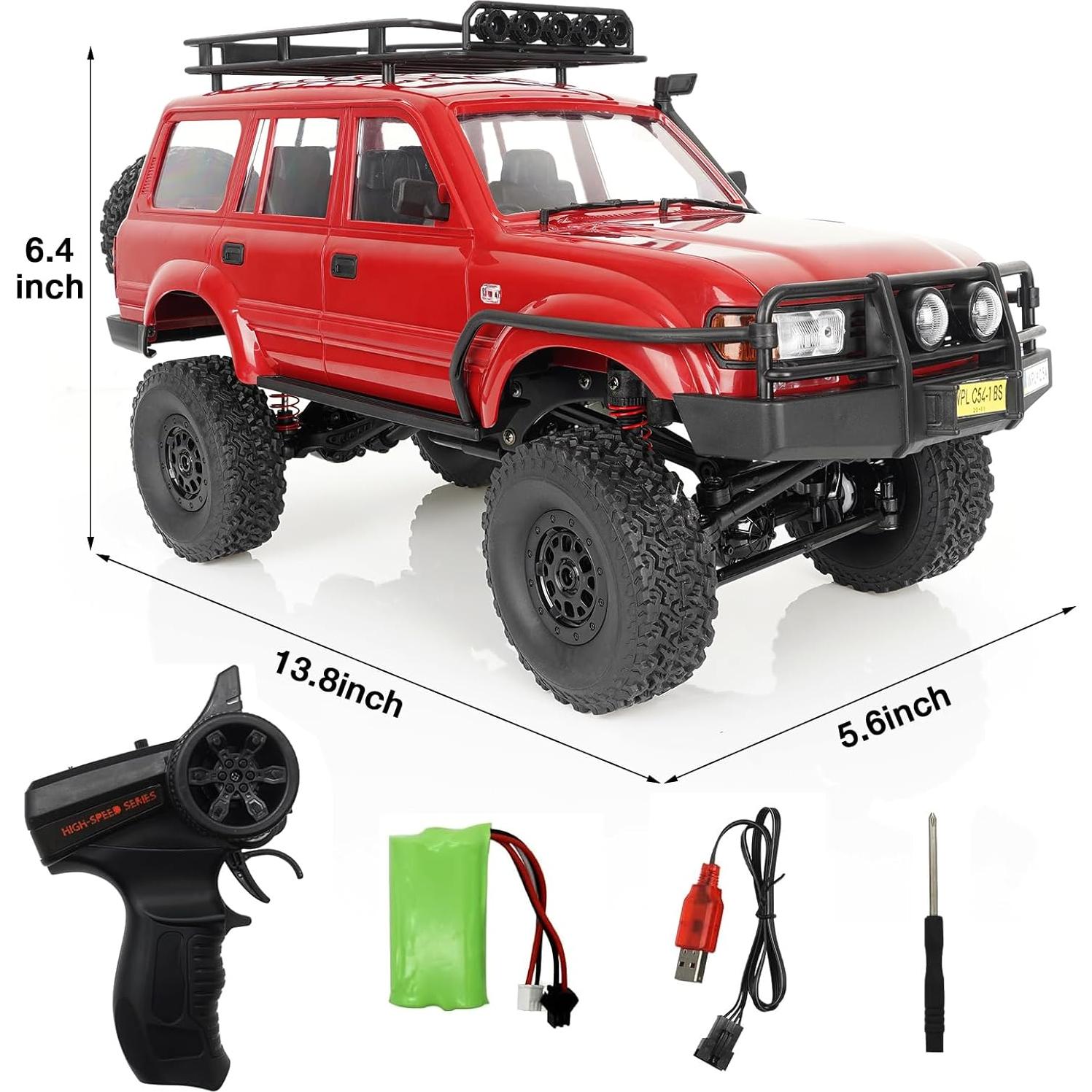 Camión RC Crawler WPL C54-1 4x4 Todo Terreno Rojo