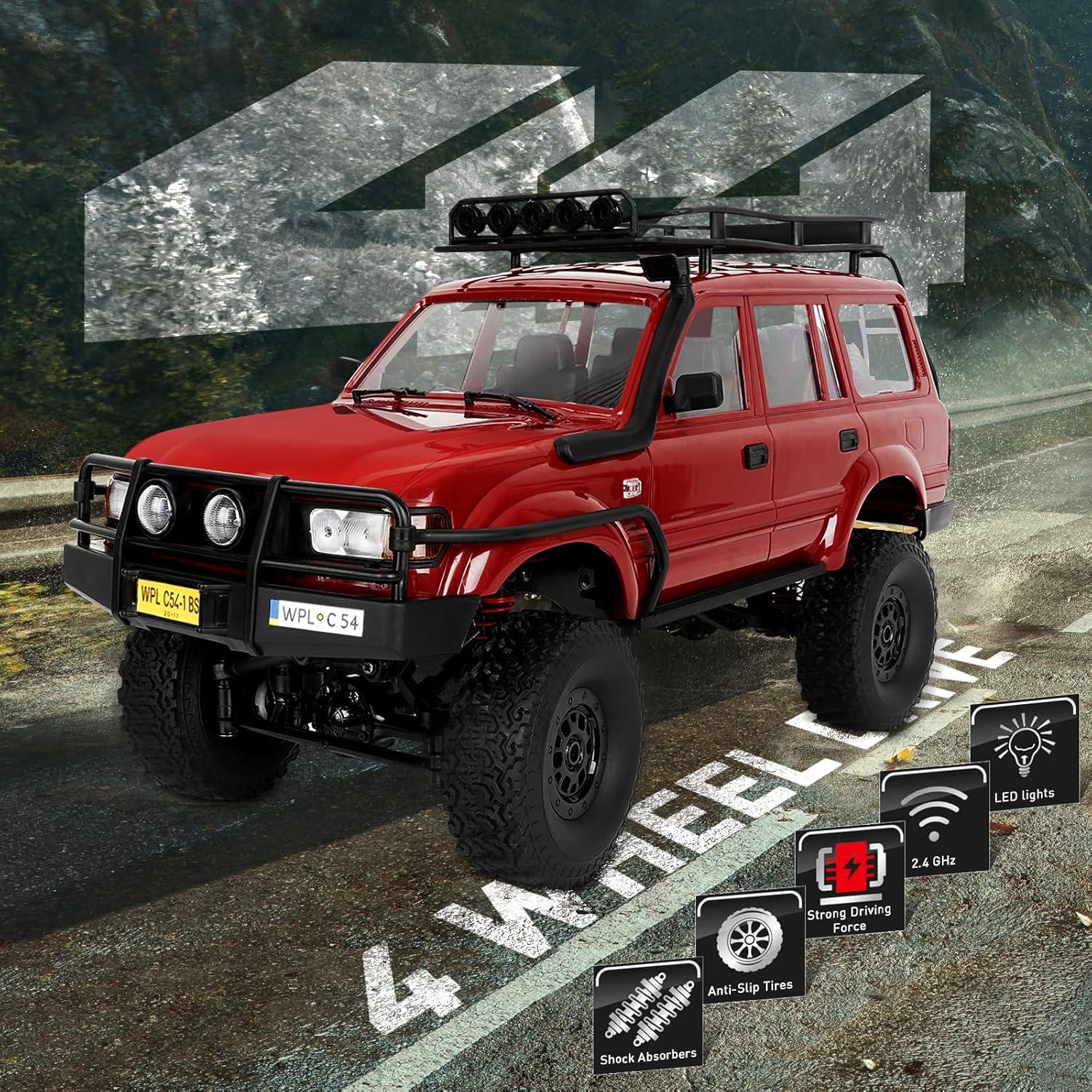Camión RC Crawler WPL C54-1 4x4 Todo Terreno Rojo