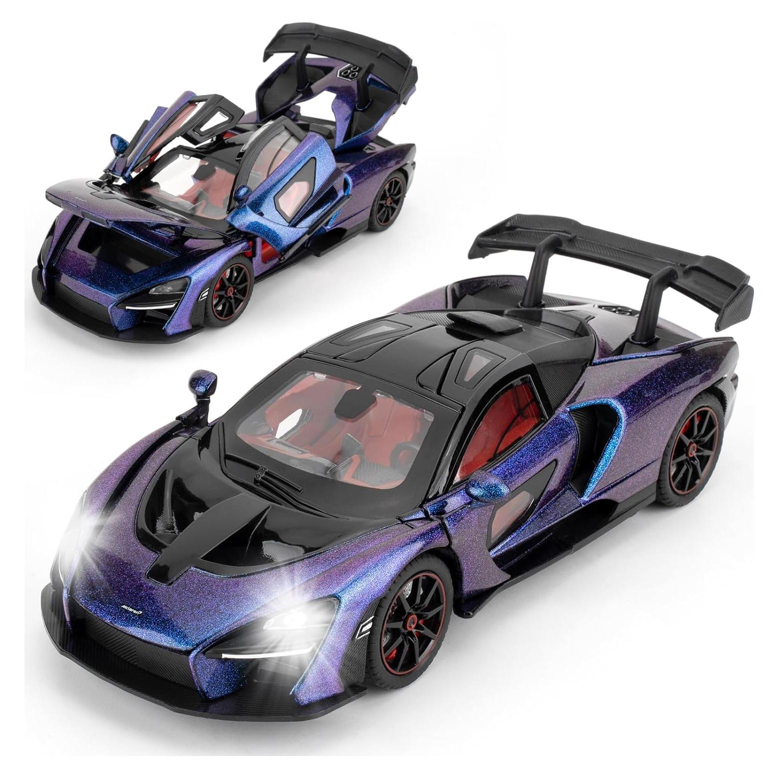 Coche a Escala McLaren Senna Azul 20cm con Luz y Sonido