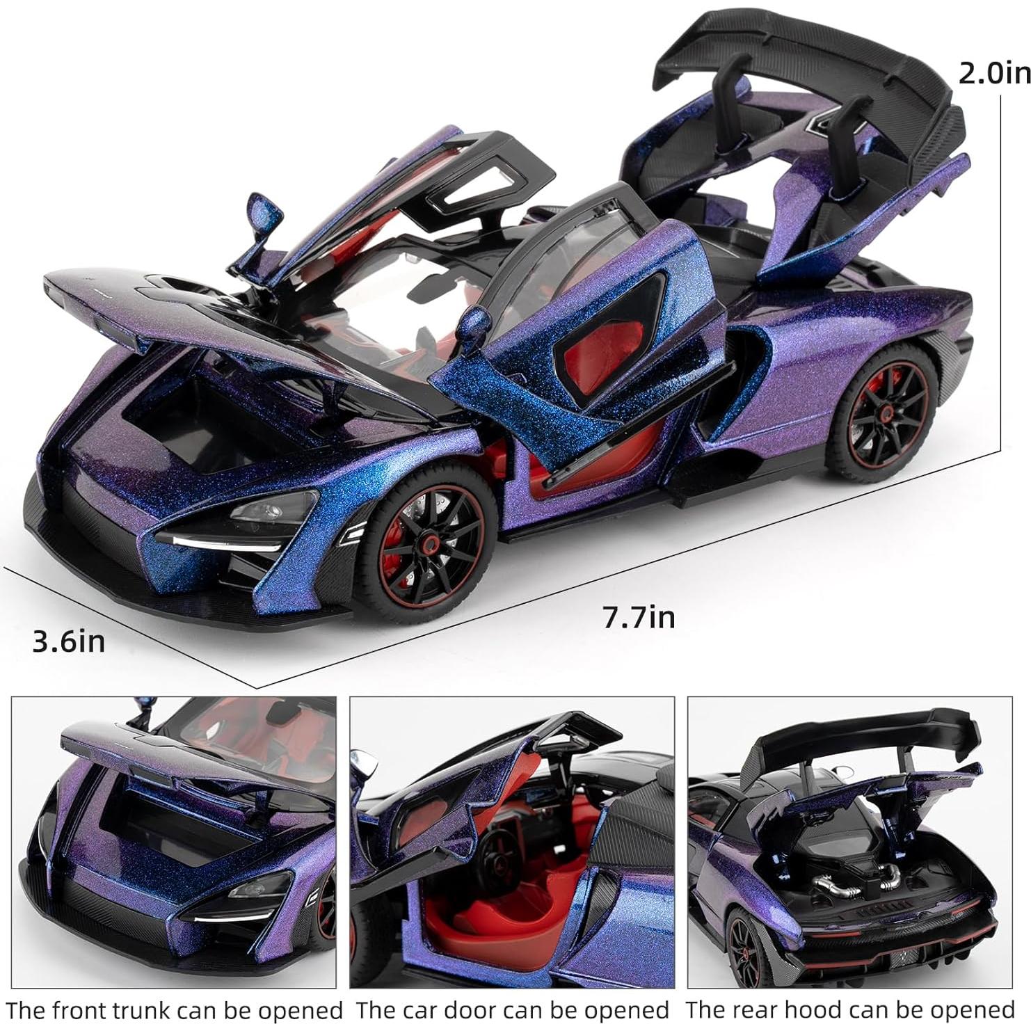 Coche a Escala McLaren Senna Azul 20cm con Luz y Sonido