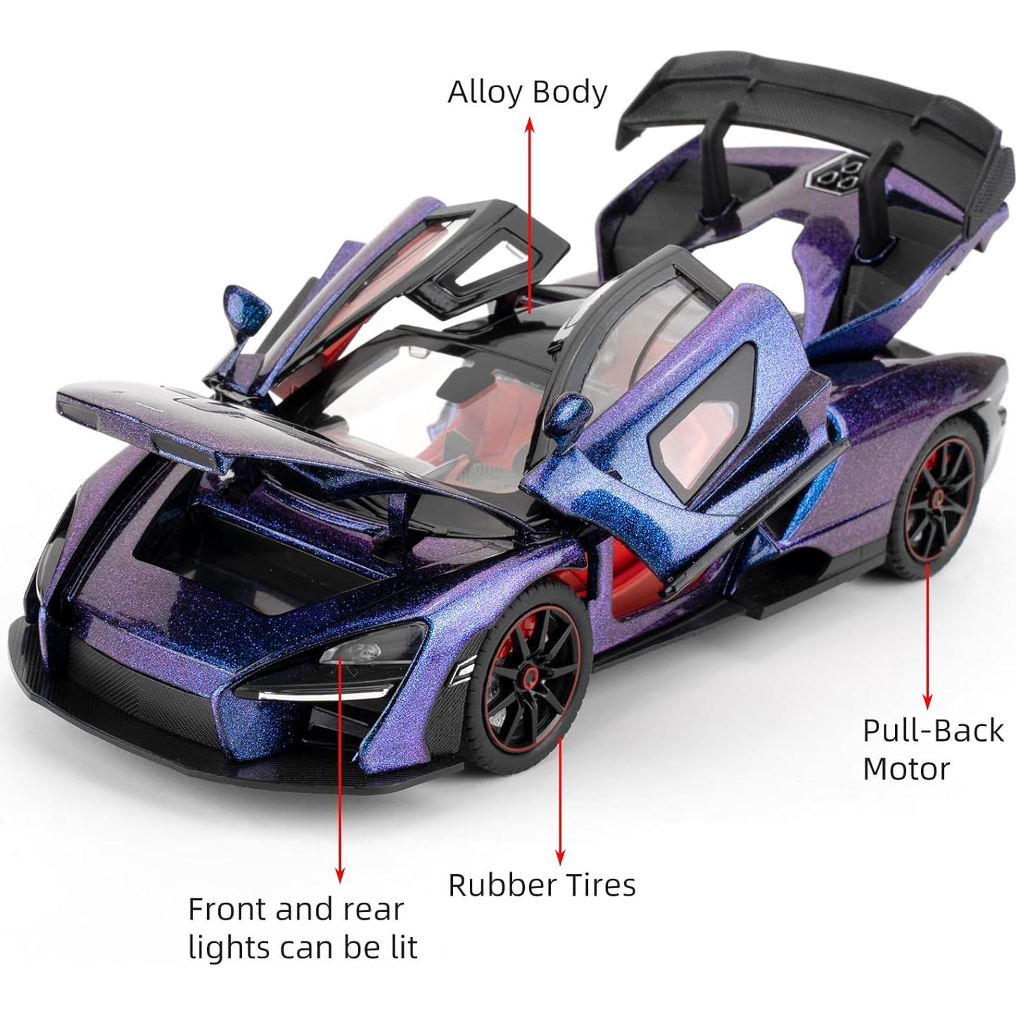 Coche a Escala McLaren Senna Azul 20cm con Luz y Sonido