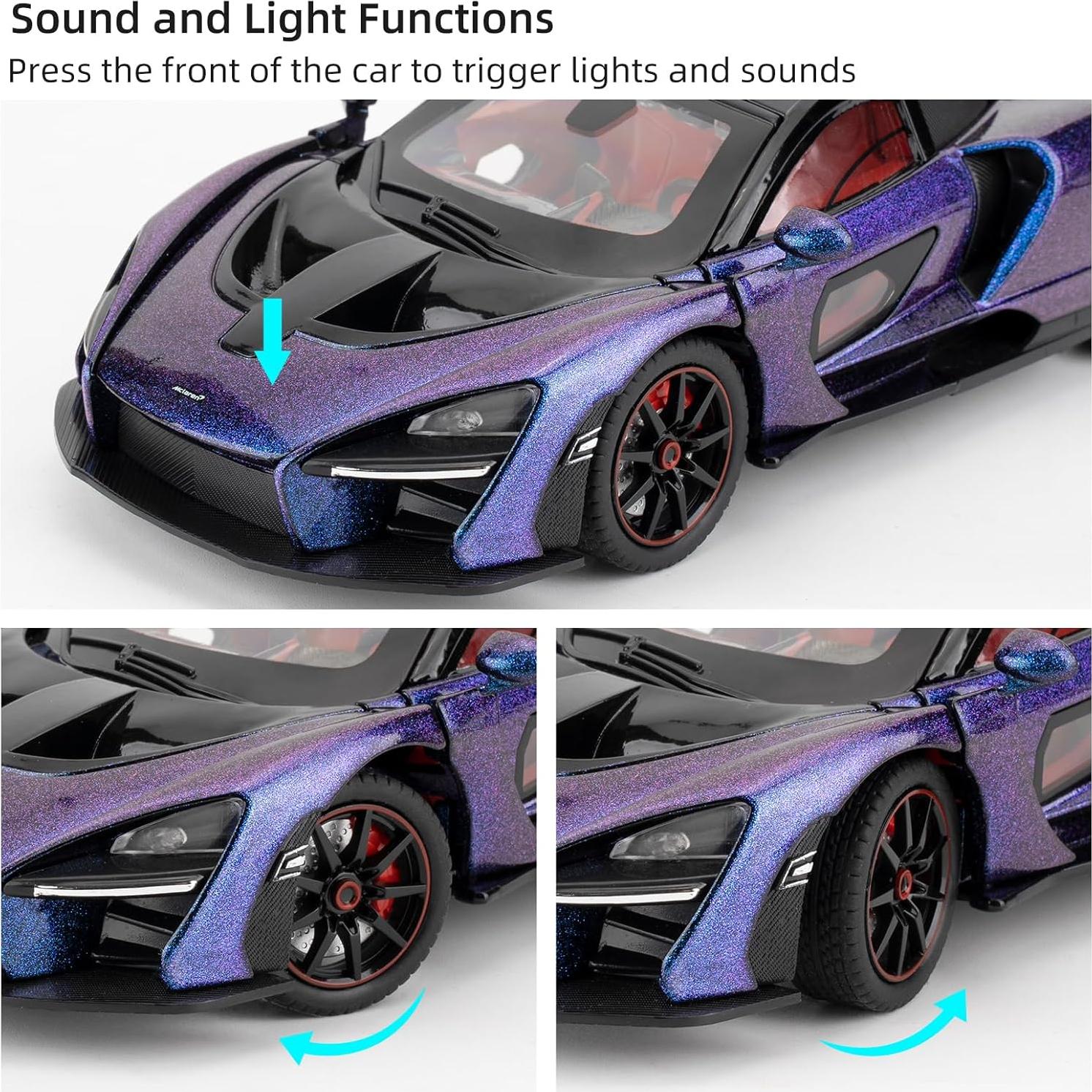 Coche a Escala McLaren Senna Azul 20cm con Luz y Sonido