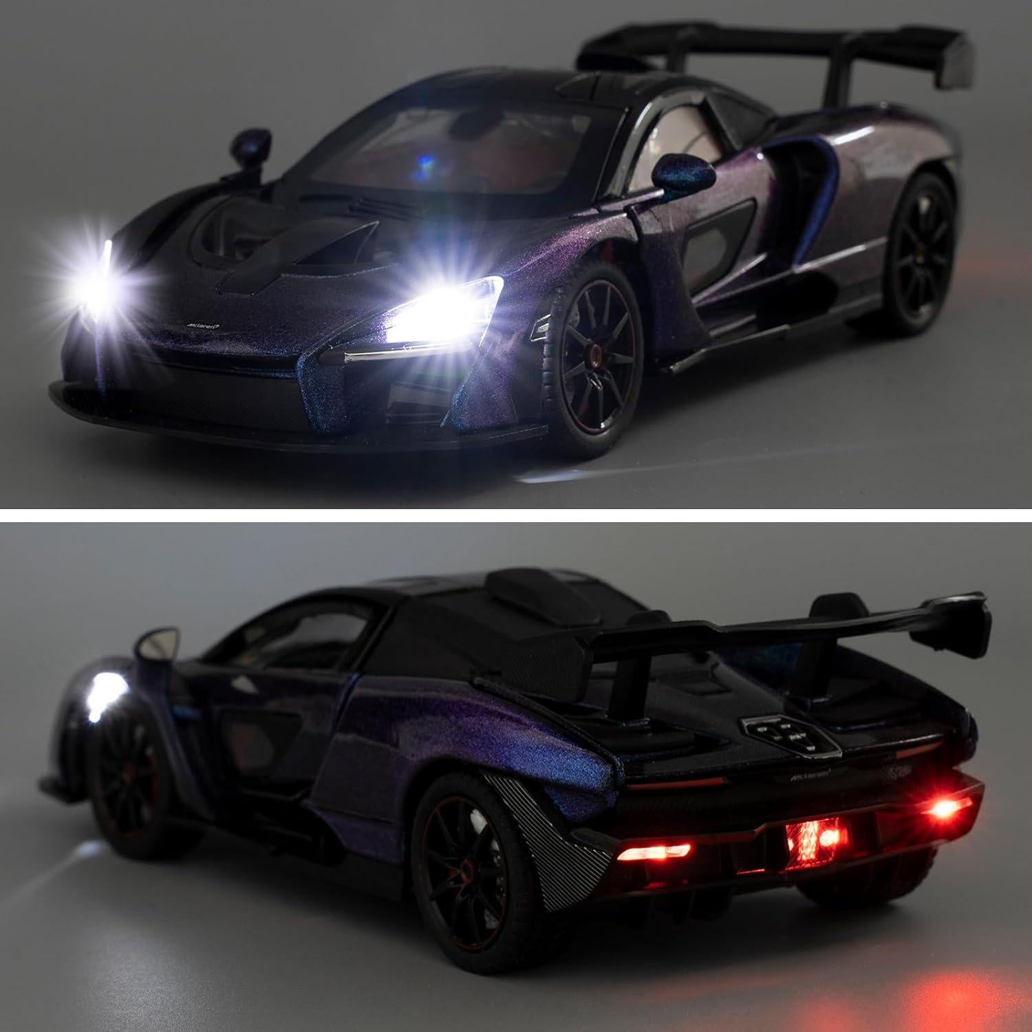 Coche a Escala McLaren Senna Azul 20cm con Luz y Sonido