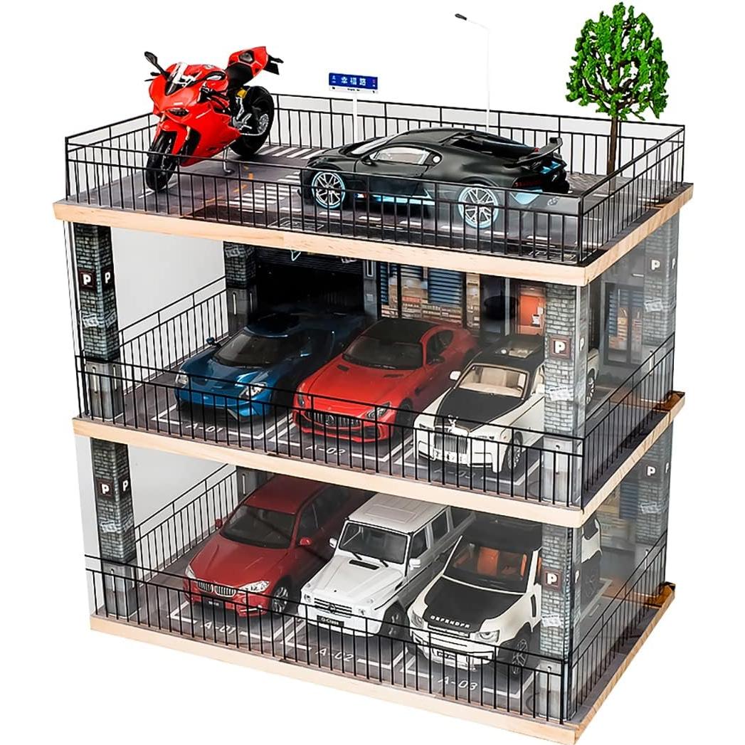 Vitrina Acrílica Kivcmds 1:24 Estacionamiento 3 Niveles
