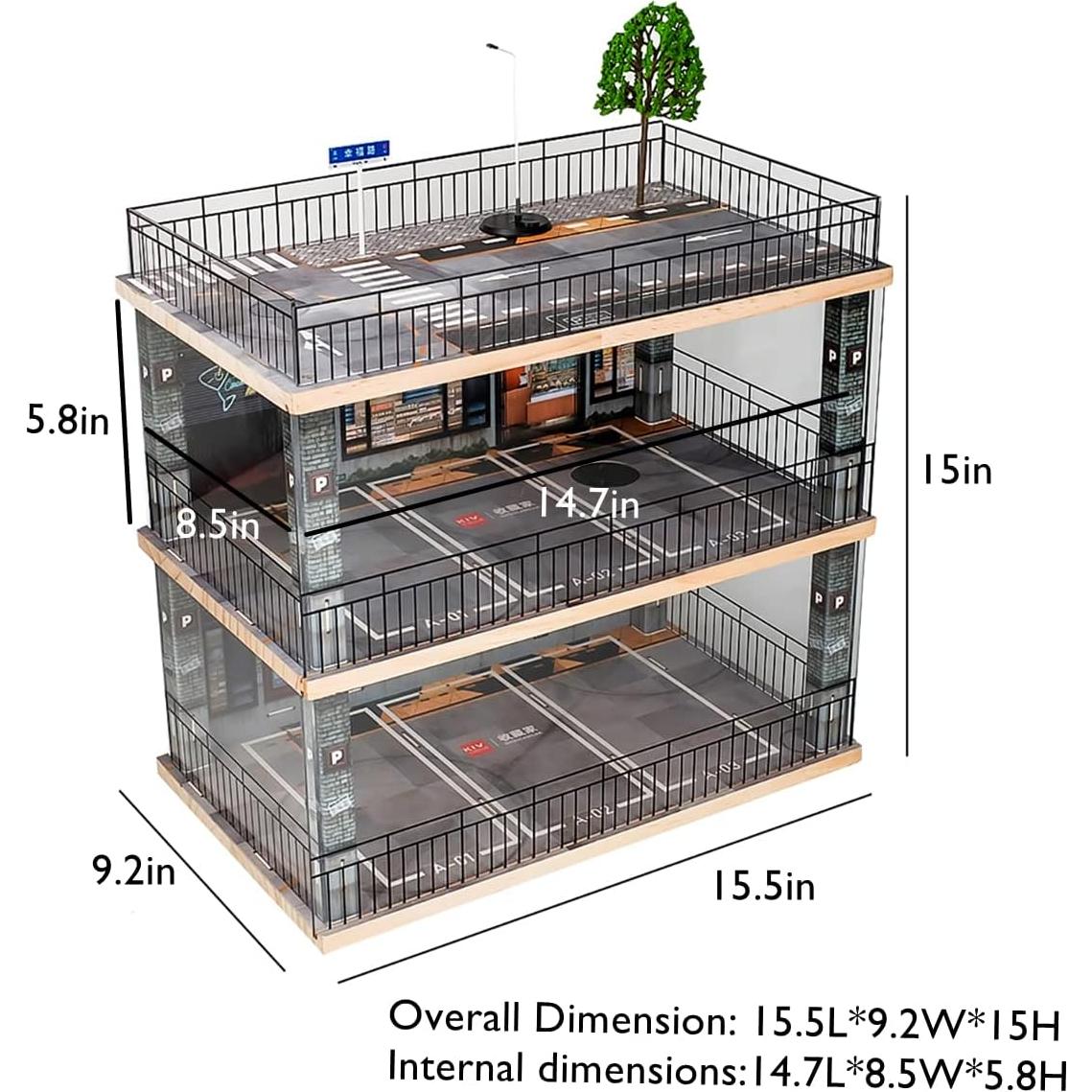 Vitrina Acrílica Kivcmds 1:24 Estacionamiento 3 Niveles