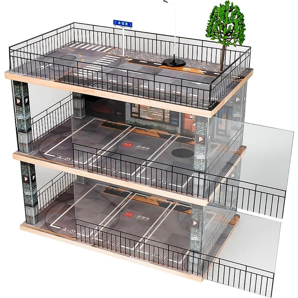 Vitrina Acrílica Kivcmds 1:24 Estacionamiento 3 Niveles
