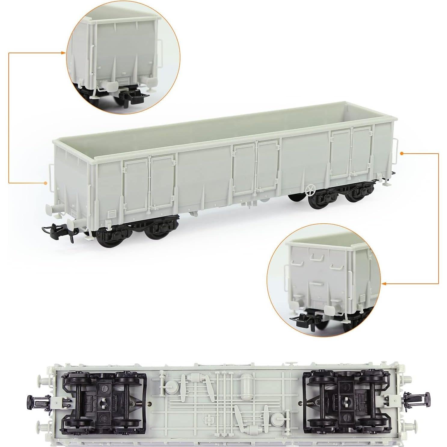 Vagón Gondola Blanco Evemodel 2pcs Escala HO 1:87 DIY