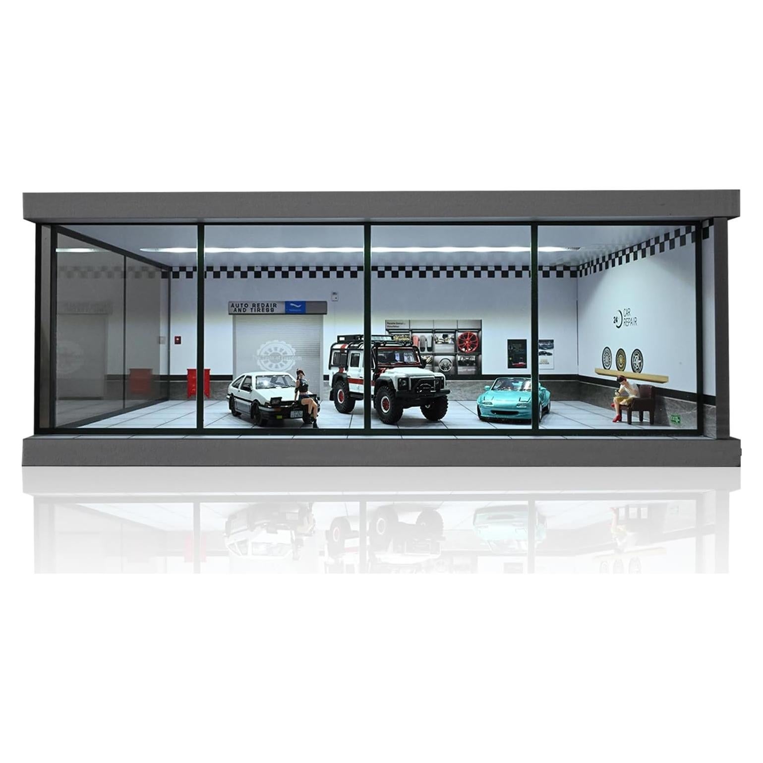 Diorama Garaje 1/64 NUEIOVRW con Iluminación LED y Acrílico