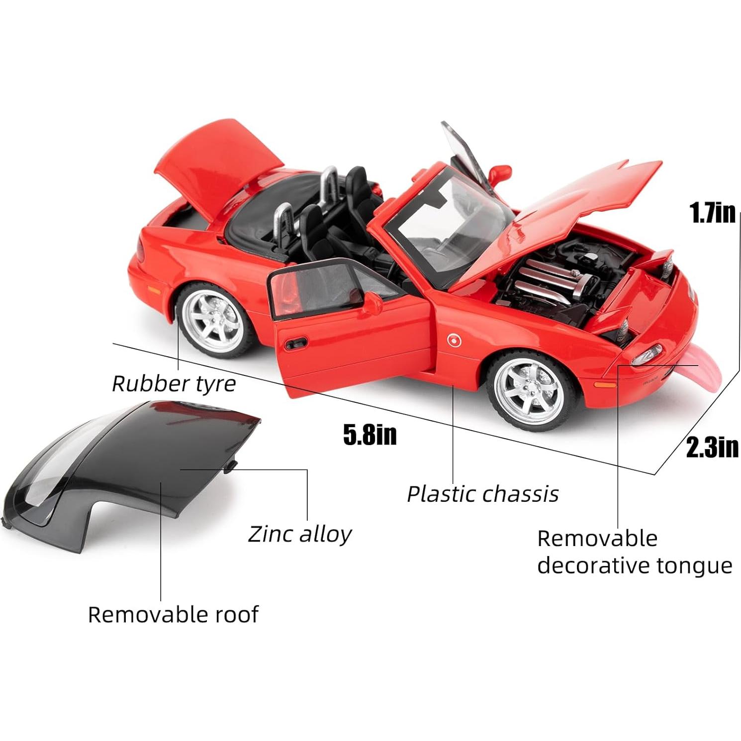 Coche de Modelo 1/32 Mazda Miata Rojo con Sonido y Luz