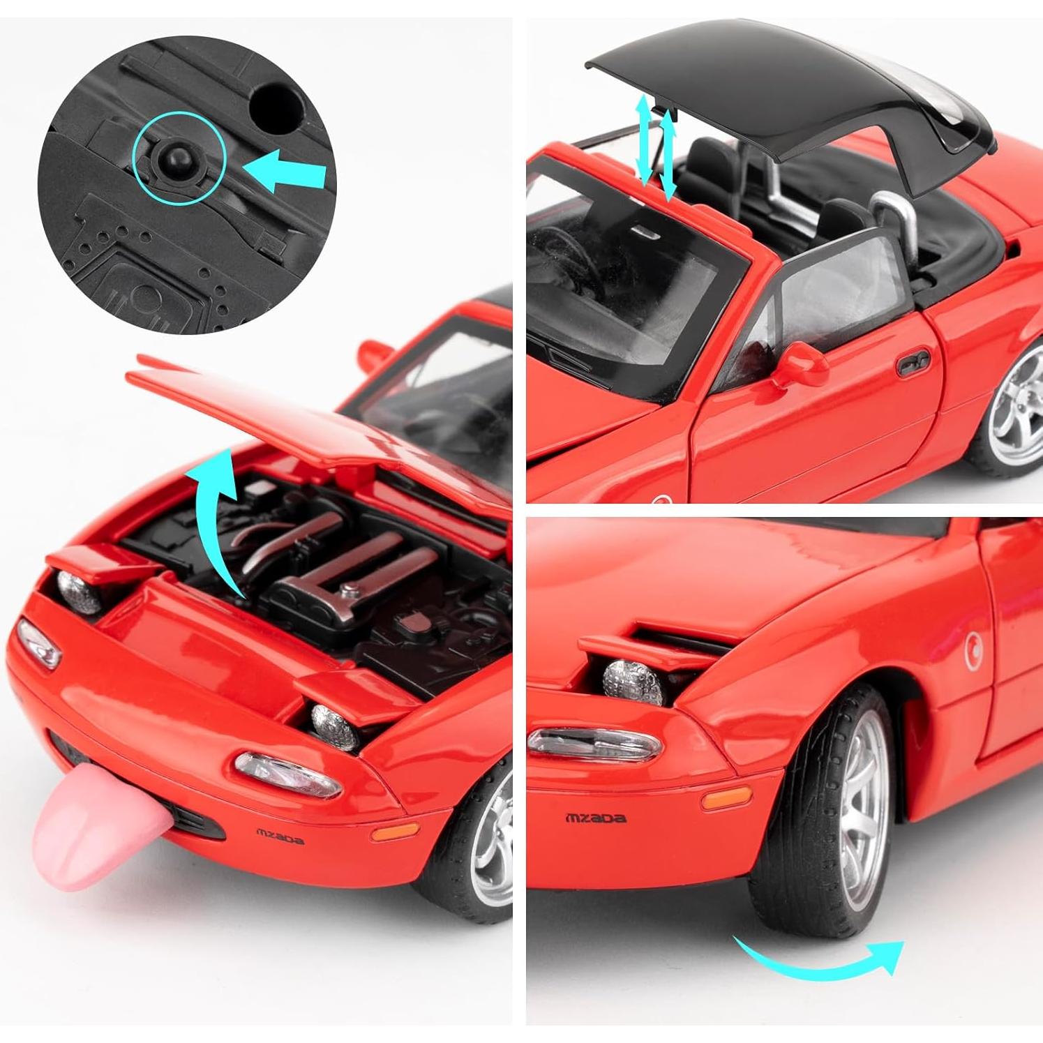 Coche de Modelo 1/32 Mazda Miata Rojo con Sonido y Luz