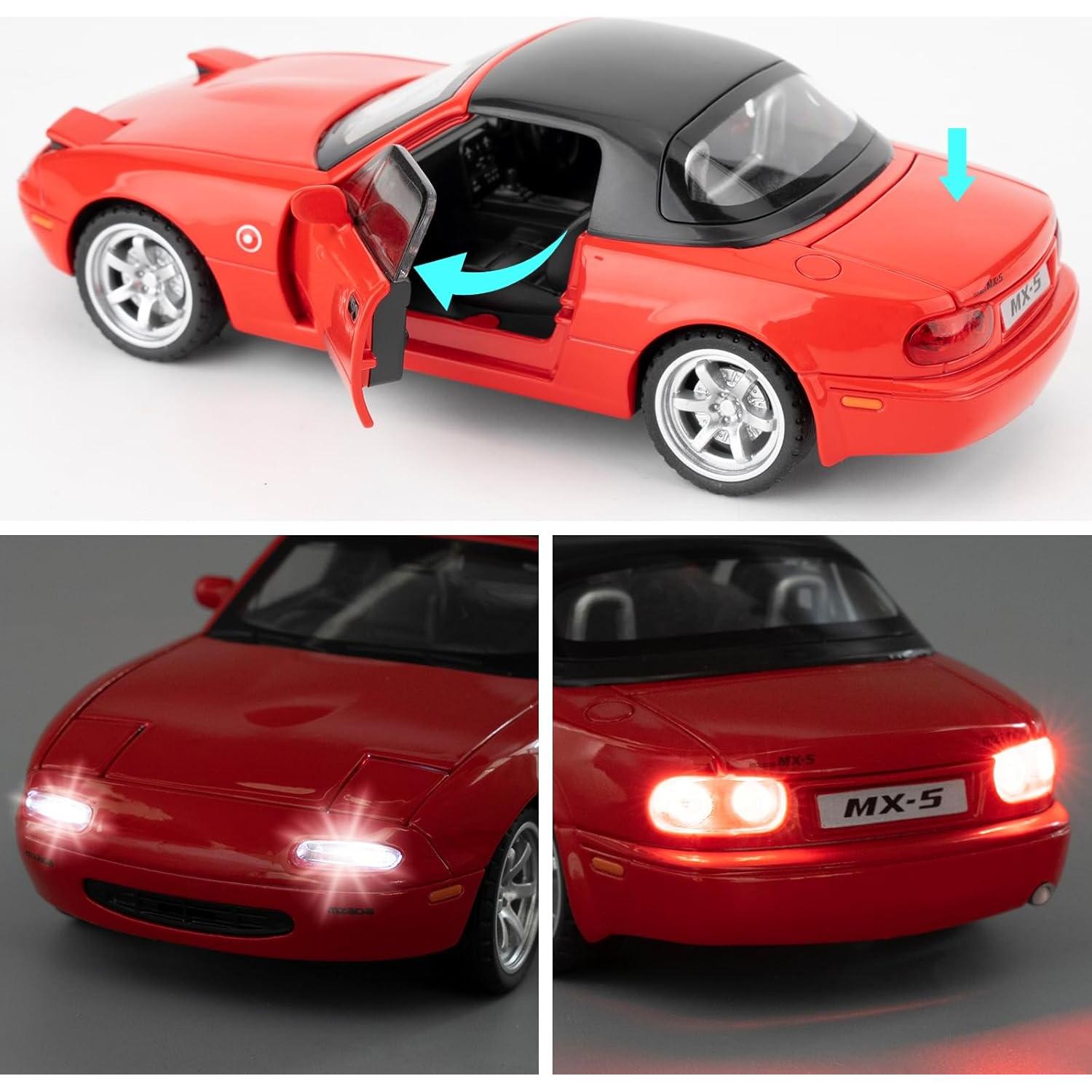 Coche de Modelo 1/32 Mazda Miata Rojo con Sonido y Luz