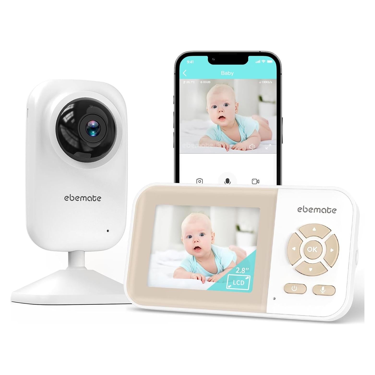 Monitor de Bebé Ebemate EBE28 con Pantalla LCD 2.8"