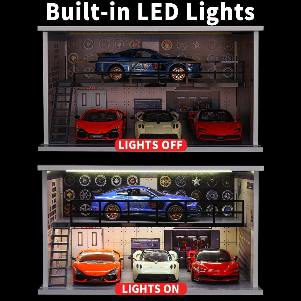 Estuche de exhibición G-FANS para coches 1:24 con LED