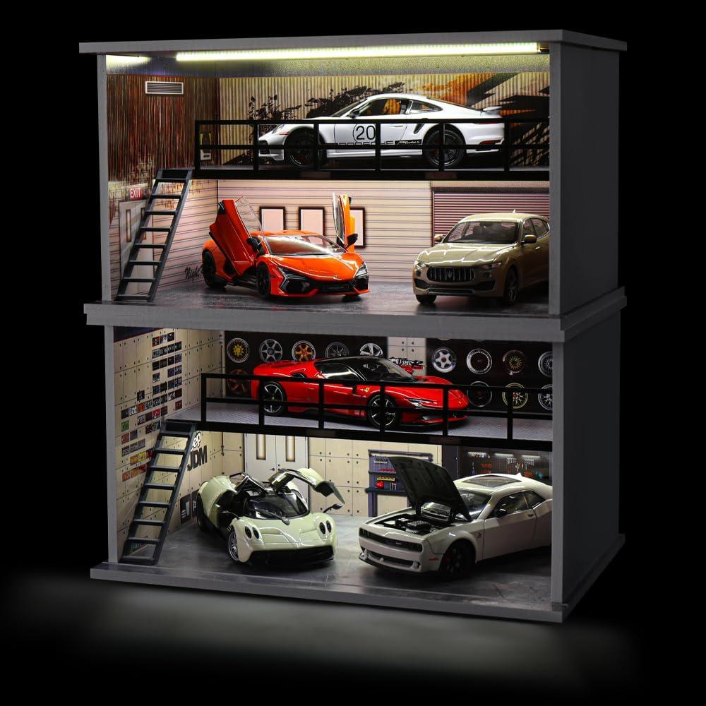 Estuche de exhibición G-FANS para coches 1:24 con LED